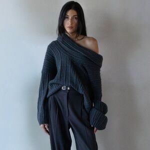 Oak + Fort Slouchy Off the Shoulder Sweater